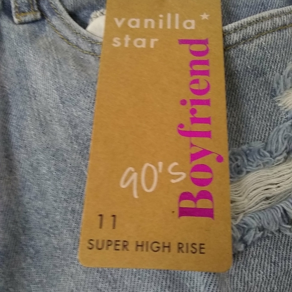 VANILLA STAR Pants  BOYFRIEND Jean Super High Rise Distressed Wash Size 11 - Picture 4 of 6